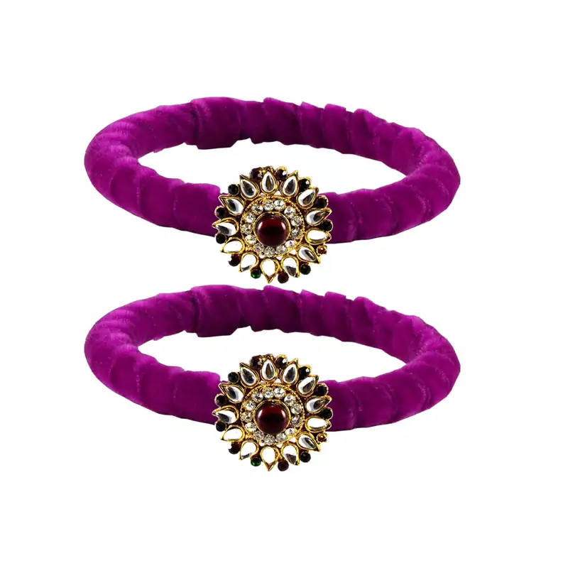 Brass And Acrylic Bangles Color-Purple
