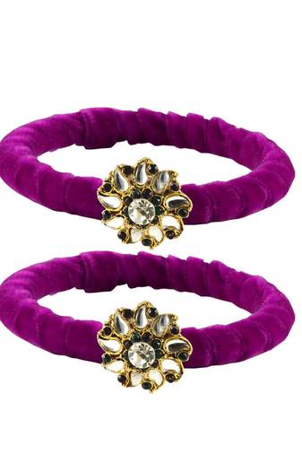 Brass And Acrylic Bangles Color-Purple