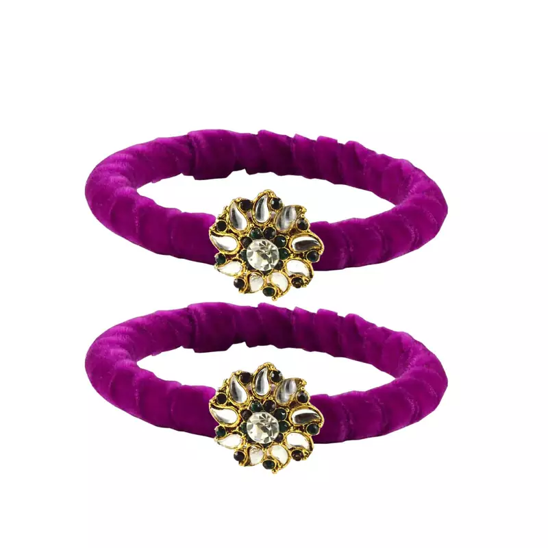 Brass And Acrylic Bangles Color-Purple