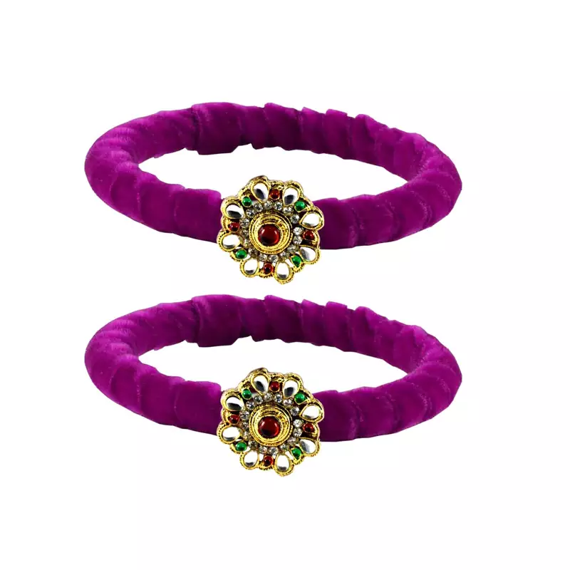 Brass And Acrylic Bangles Color-Purple