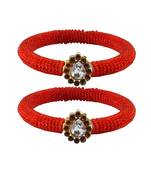 Brass And Acrylic Bangles Color-Red