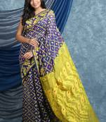 Blue Woven Blended Cotton Saree Without Blouse