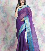 Purple Woven Pure Cotton Saree Without Blouse