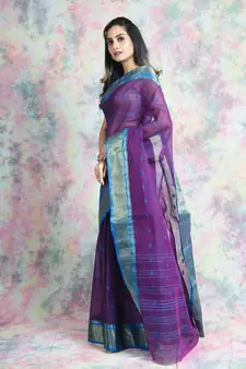 Purple Woven Pure Cotton Saree Without Blouse