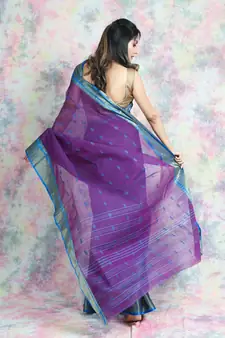 Purple Woven Pure Cotton Saree Without Blouse
