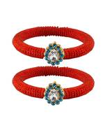 Brass And Acrylic Bangles Color-Red