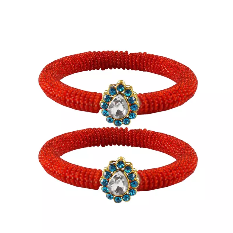 Brass And Acrylic Bangles Color-Red