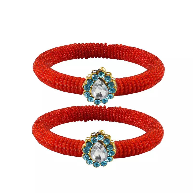 Brass And Acrylic Bangles Color-Red