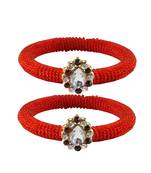 Brass And Acrylic Bangles Color-Red