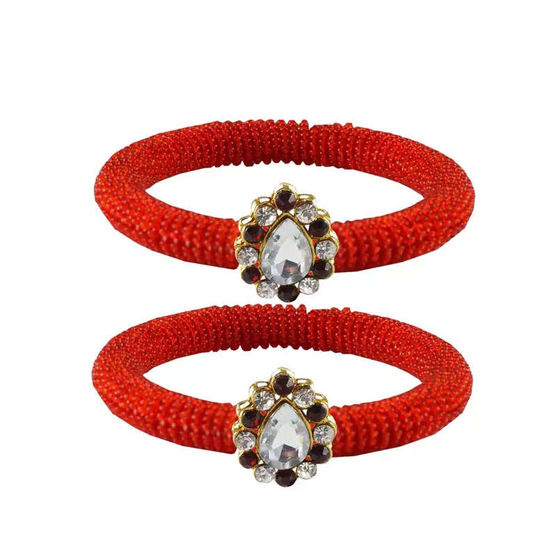 Brass And Acrylic Bangles Color-Red