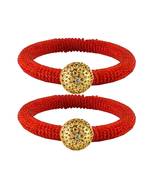 Brass And Acrylic Bangles Color-Red