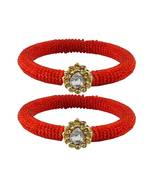 Brass And Acrylic Bangles Color-Red