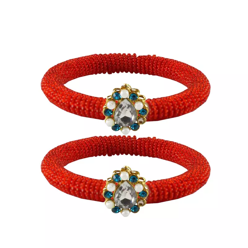 Brass And Acrylic Bangles Color-Red