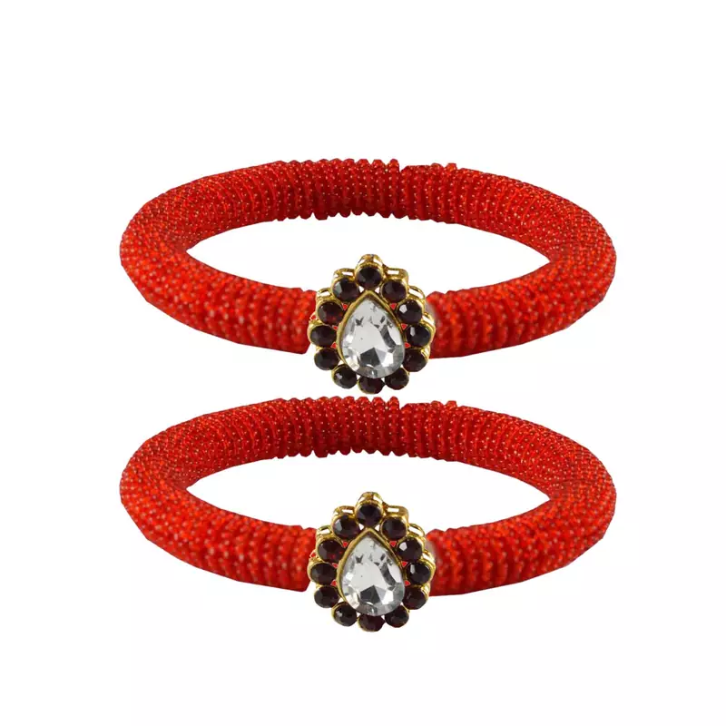 Brass And Acrylic Bangles Color-Red