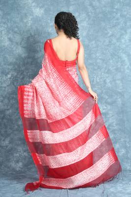White woven matka silk saree with blouse 4