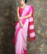 White woven matka silk saree with blouse