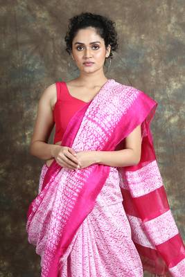White woven matka silk saree with blouse 2