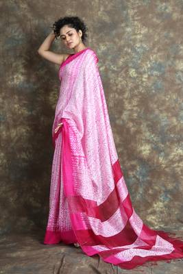 White woven matka silk saree with blouse 3