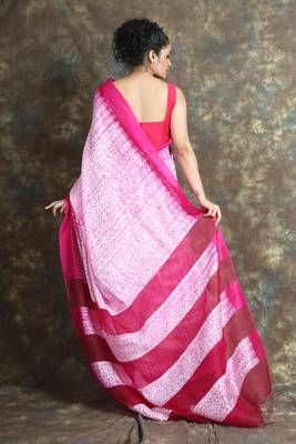 White woven matka silk saree with blouse 4