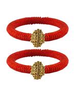 Brass And Acrylic Bangles Color-Red