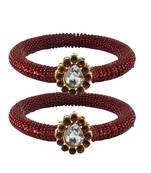 Brass And Acrylic Bangles Color-Maroon