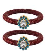 Brass And Acrylic Bangles Color-Maroon