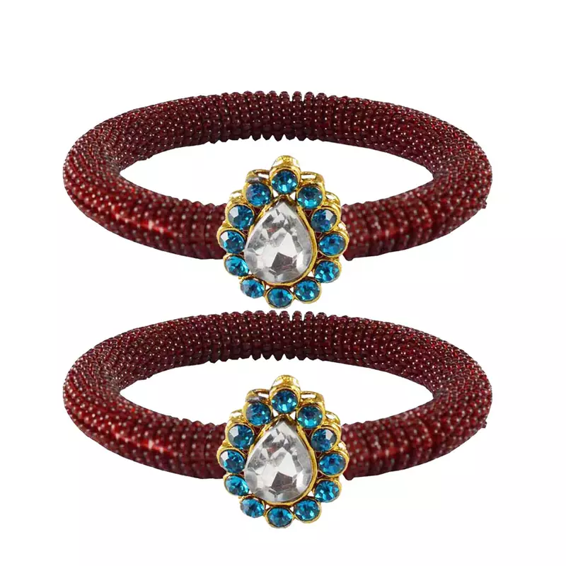 Brass And Acrylic Bangles Color-Maroon