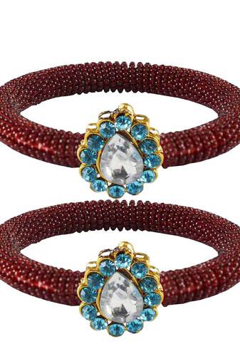 Brass And Acrylic Bangles Color-Maroon