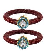 Brass And Acrylic Bangles Color-Maroon