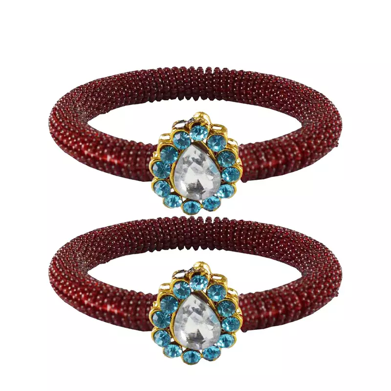 Brass And Acrylic Bangles Color-Maroon