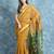 Golden woven blended cotton saree with blouse