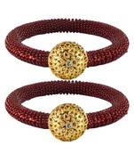 Brass And Acrylic Bangles Color-Maroon