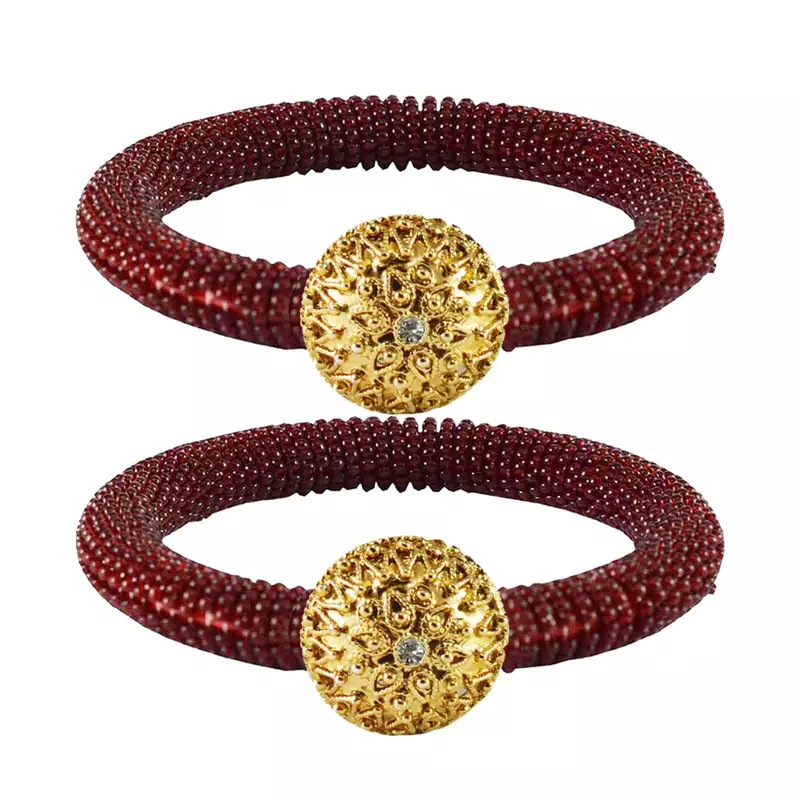Brass And Acrylic Bangles Color-Maroon