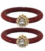 Brass And Acrylic Bangles Color-Maroon