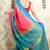 Sky blue woven blended cotton saree with blouse