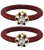 Brass And Acrylic Bangles Color-Maroon