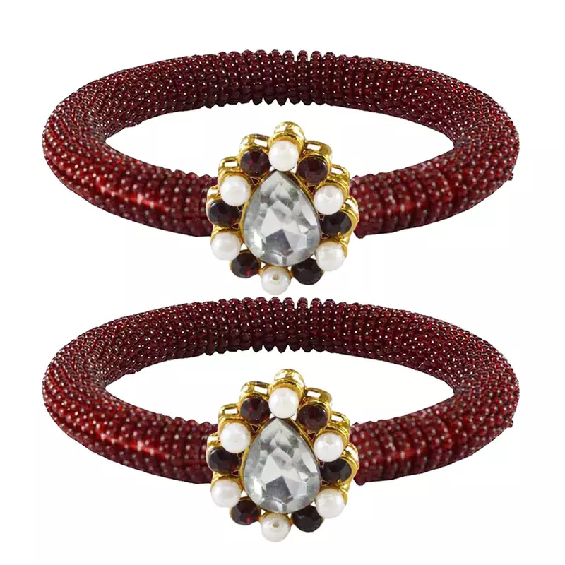 Brass And Acrylic Bangles Color-Maroon