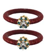 Brass And Acrylic Bangles Color-Maroon