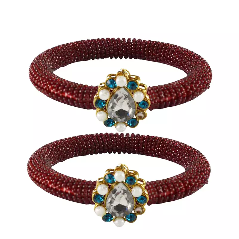 Brass And Acrylic Bangles Color-Maroon