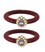 Brass And Acrylic Bangles Color-Maroon