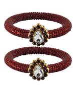 Brass And Acrylic Bangles Color-Maroon
