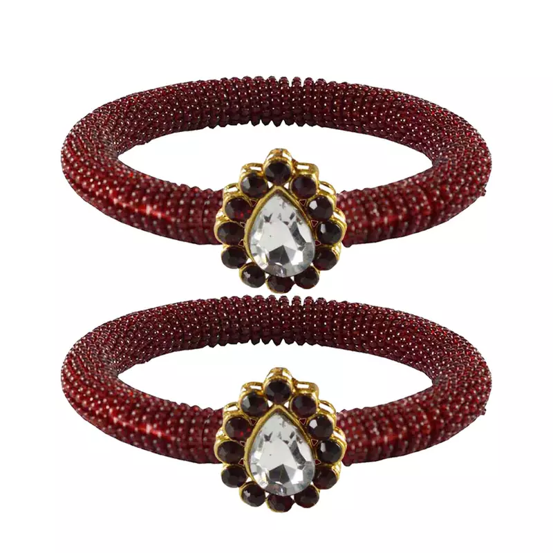 Brass And Acrylic Bangles Color-Maroon