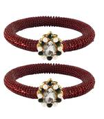 Brass And Acrylic Bangles Color-Maroon