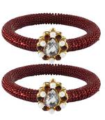 Brass And Acrylic Bangles Color-Maroon