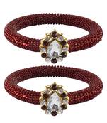 Brass And Acrylic Bangles Color-Maroon