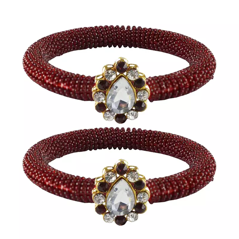 Brass And Acrylic Bangles Color-Maroon