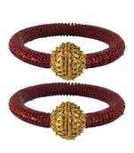 Brass And Acrylic Bangles Color-Maroon