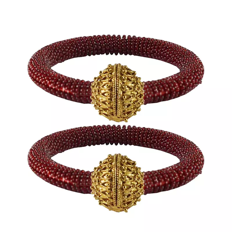 Brass And Acrylic Bangles Color-Maroon