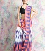 Multicolor woven blended cotton saree with blouse