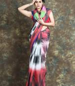 Multicolor woven blended cotton saree with blouse